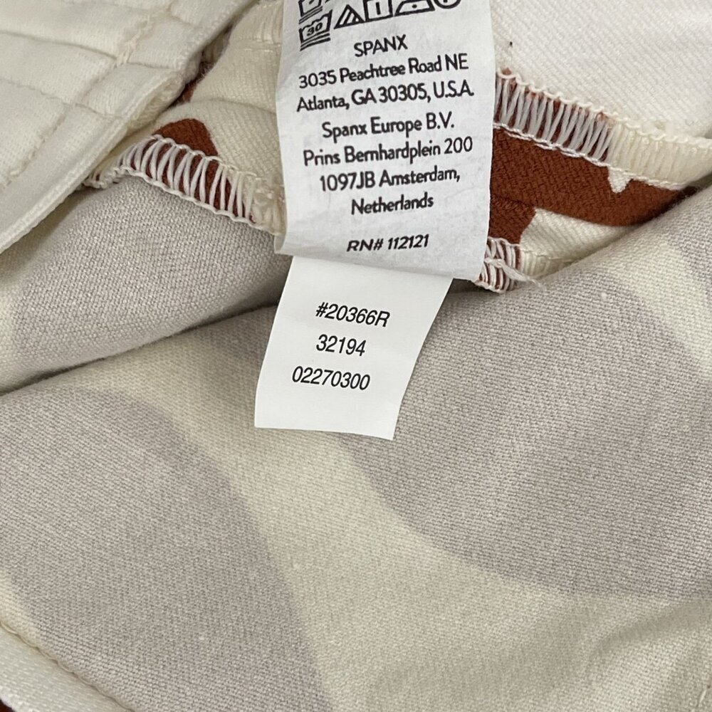 SPANX On-the-Go Ankle Slim Straight Pant Pull On Clay Zebra Stripe Brown Women L - Picture 10 of 16